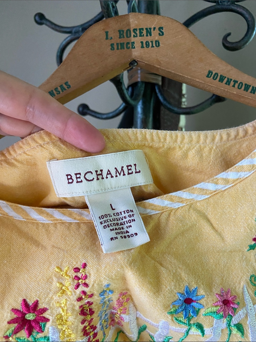 Bechamel summer orange/ yellow striped embroidered dress SZ L - Picture 2 of 7